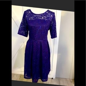 Yellow Star Purple Lace With Blue Sequins Dress